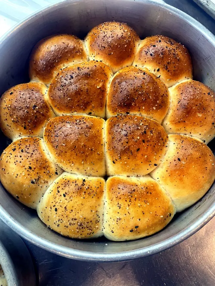 Fresh-baked rolls, warm from the oven